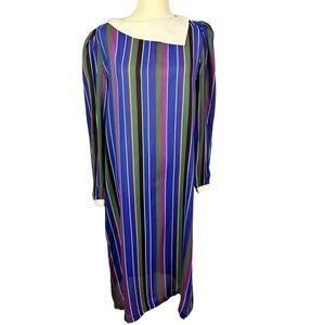 1970s Vintage JC Penney Fashions Dress Striped Womens Size 13/14  long Sleeve